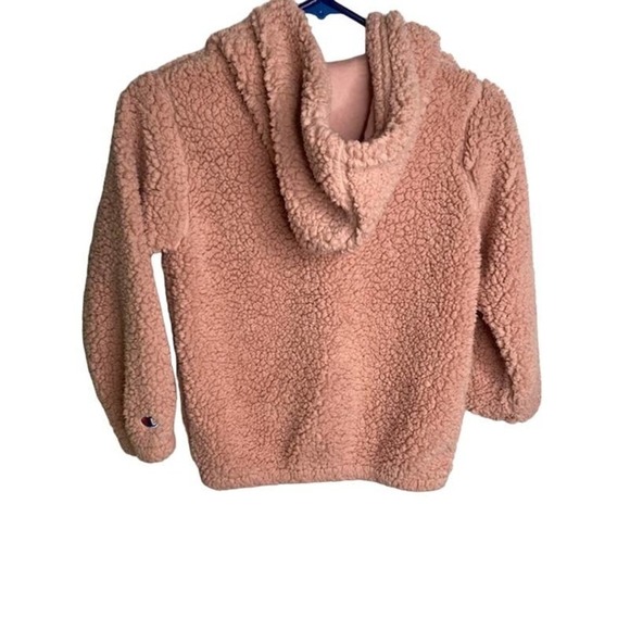 Champion Fuzzy Teddy Bear Girls Zip-up Jacket Sz Small Rose - Picture 3 of 4